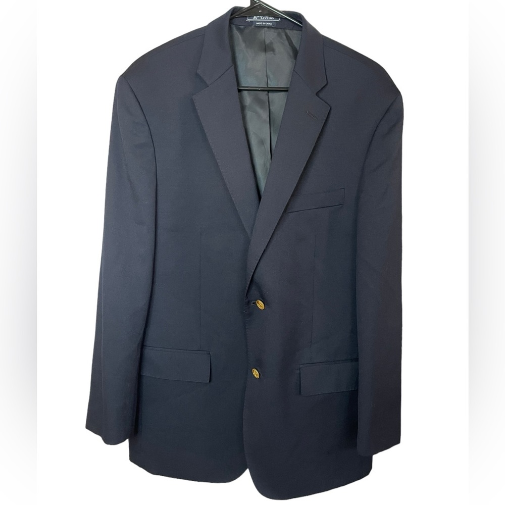 American Living Mens Lined Navy Blue Blazer Size 42R EUC